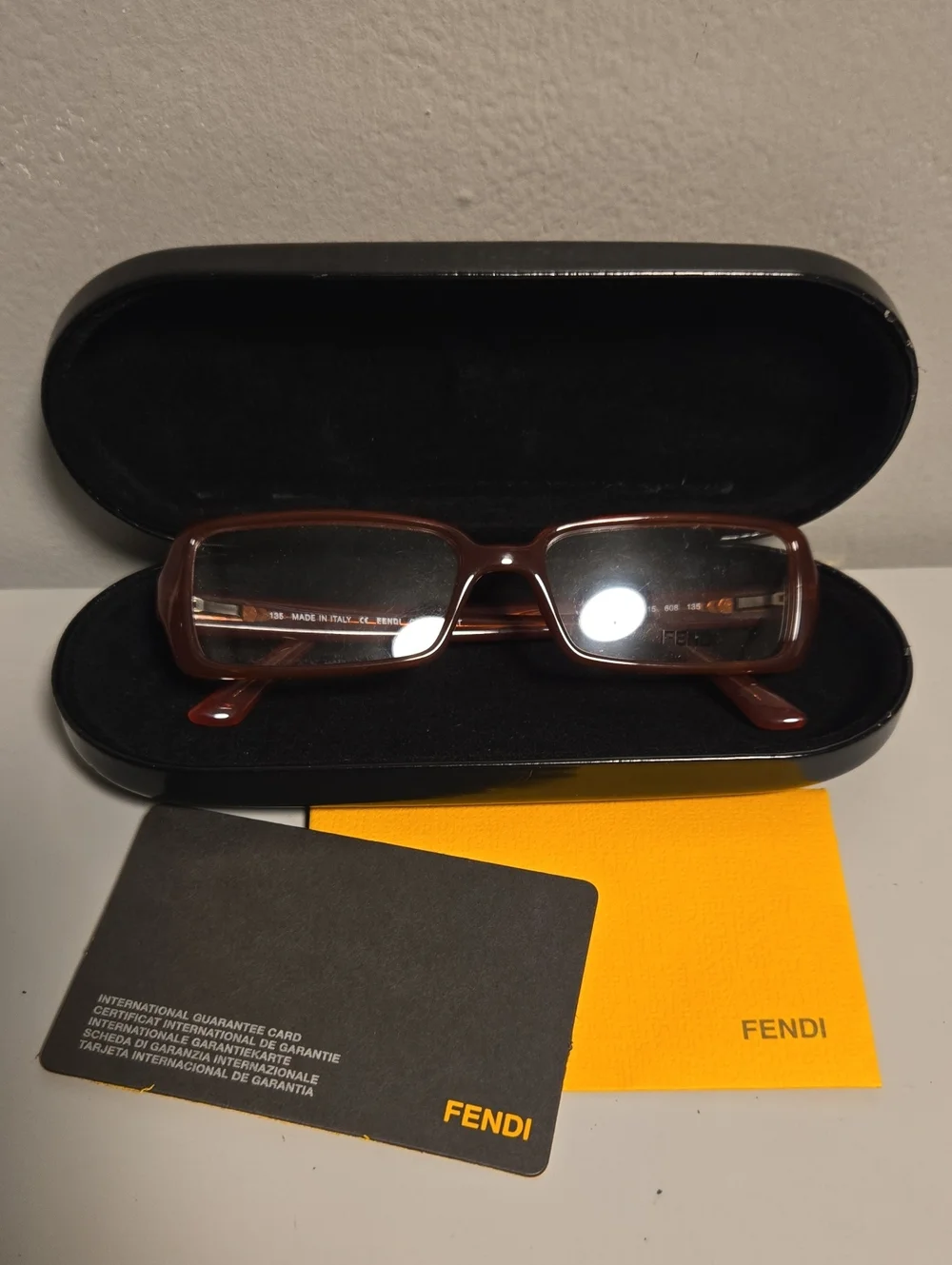 Fendi Women's Rectangular Amber Brown Optical Glasses